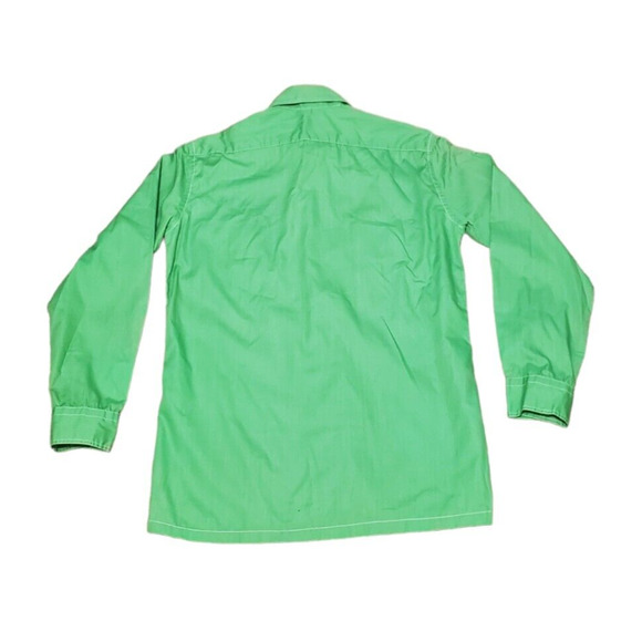 Vtg Izod of London Button Front Shirt Green Long Sleeve Men's Size Med USA READ - Picture 2 of 5
